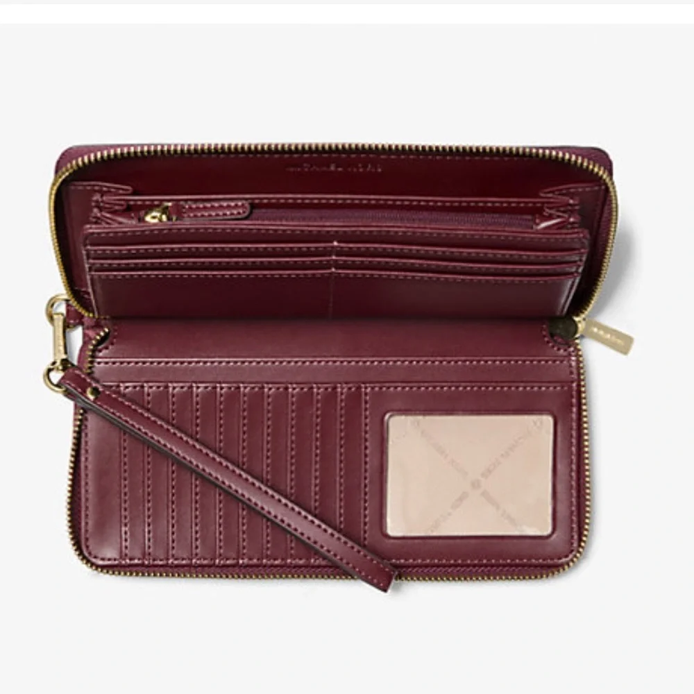 Michael Kors Jet Set Travel Large Signature Logo and Metallic Continental Wallet